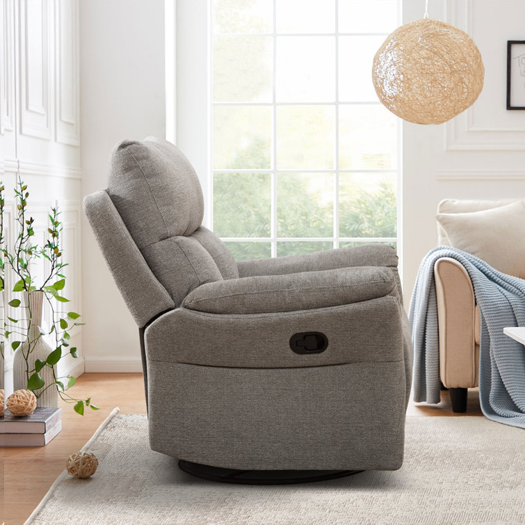 Hawn 28 Wide Modern and Super Soft Swivel and Rocker Manual Recliner Chair